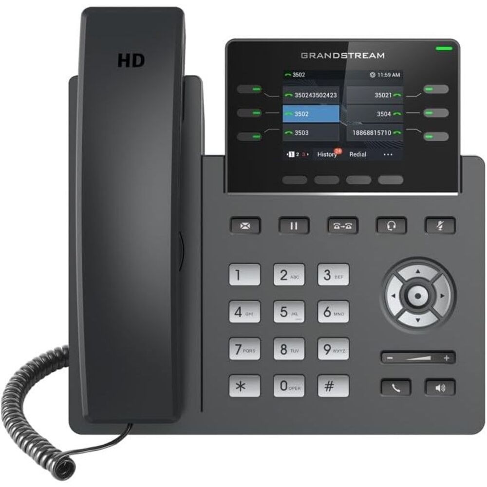 Grandstream GRP2613W 6 SIP Dual-Port Gigabit Ethernet IP Phone w/ Integrated PoE